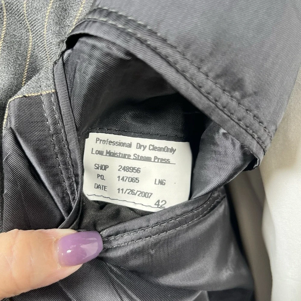 Brooks Brothers Blazer Mens 42L Gray Pinstripes 100% Wool Two Button USA Union